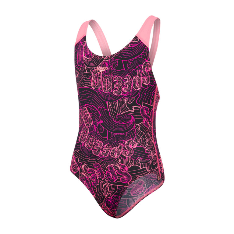 Speedo Candy Bounce Allover Splashback Girls Swimsuit Run Charlie