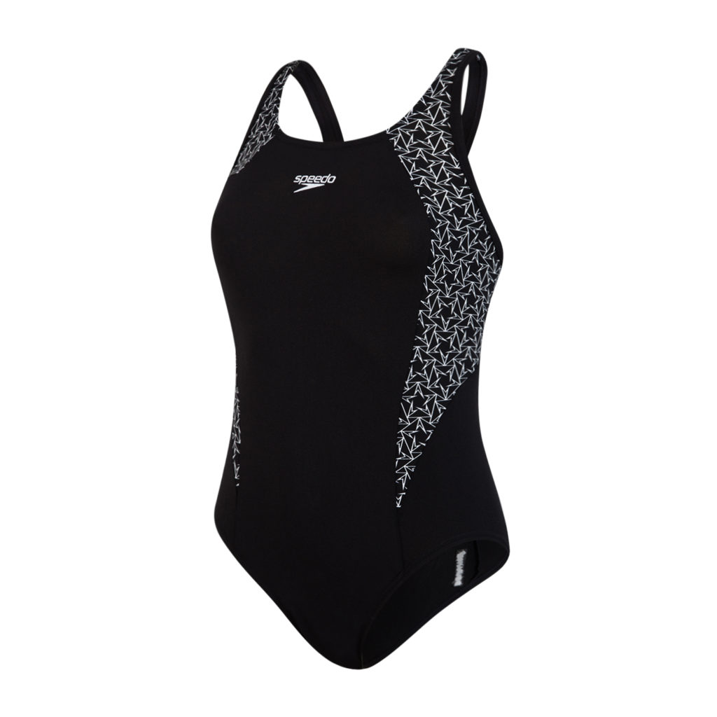 Speedo Boomstar Splice Flyback Womens Swimsuit Black White Run Charlie